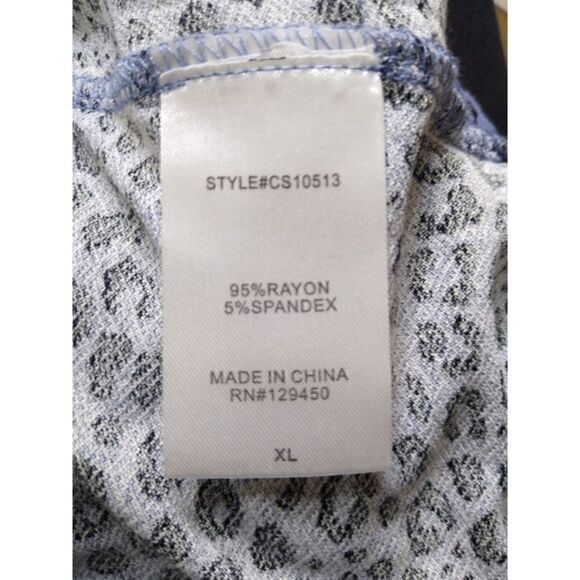 Como Vintage NWT Blue/Blk Cheetah Print Top XL - Picture 5 of 5